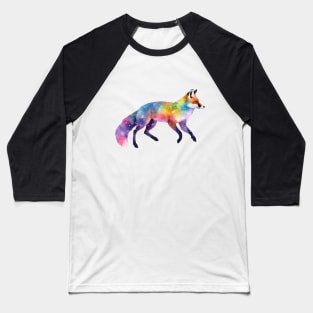 Watercolor Rainbow Galaxy Fox V2 Baseball T-Shirt